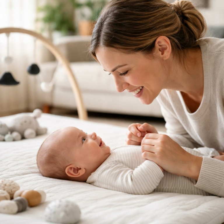 10 idées simples pour jouer avec bébé 0–3 mois : stimuler, apaiser et créer du lien